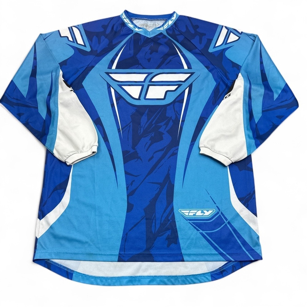 FLY‎ Racing Motocross Jersey Mens Size XL Blue White Long Sleeve BMX Logo